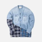 greg lauren chambray blue 50 50 plaid studio shirt - KITH-SHOP