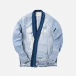 greg lauren gl1 denim indigo stripe jacket light blue - KITH-SHOP