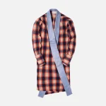 greg lauren gl1 long plaid jacket orange black - KITH-SHOP