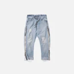 greg lauren light blue denim prep zip pants - KITH-SHOP