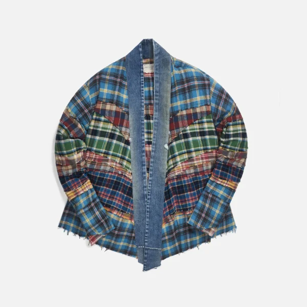 greg lauren mixed plaid studio shirt multicolor - KITH-SHOP