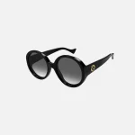 gucci black acetate circle sunglasses with black lenses - KITH-SHOP