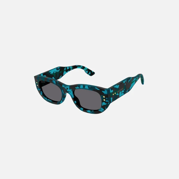 gucci blue havana transparent chunky acetate sunglasses - KITH-SHOP