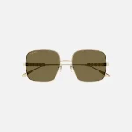 gucci brown gold metal square frame sunglasses - KITH-SHOP