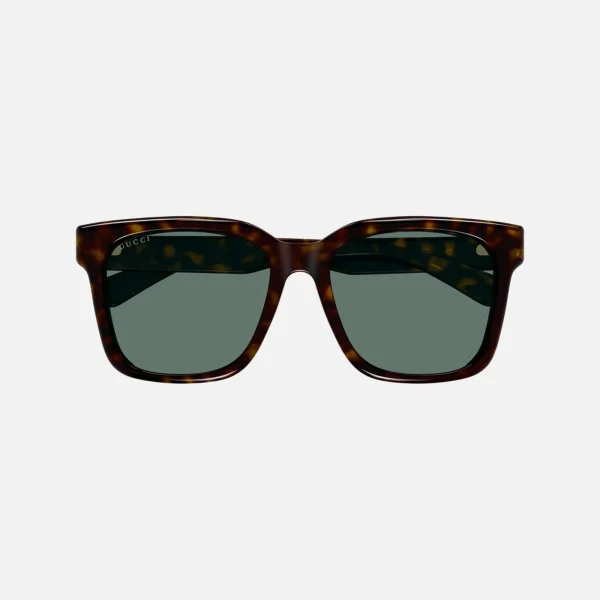 gucci dark havana acetate square frame sunglasses with classic logo - KITH-SHOP