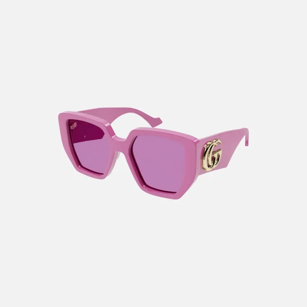 gucci pink chunky hexagon sunglasses stylish frame - KITH-SHOP