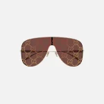 gucci red metal aviator sunglasses with monogram frame design - KITH-SHOP