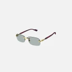 gucci rimless rectangular metal eyeglasses blue - KITH-SHOP