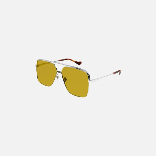 gucci square wire aviator sunglasses yellow - KITH-SHOP