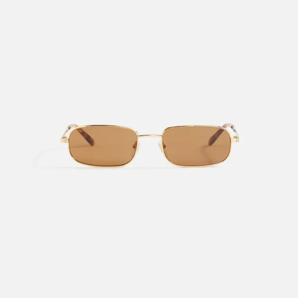 gucci xl brown gold metal sunglasses - KITH-SHOP