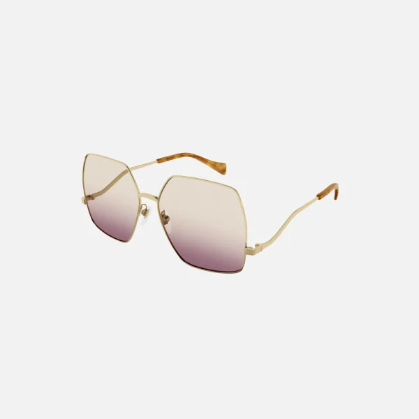 gucci xl wire frame gradient pink gold sunglasses - KITH-SHOP