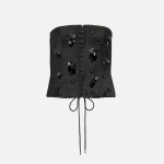 guizio black embellished satin corset - KITH-SHOP