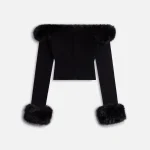 guizio black faux fur cardigan luxurious warmth - KITH-SHOP