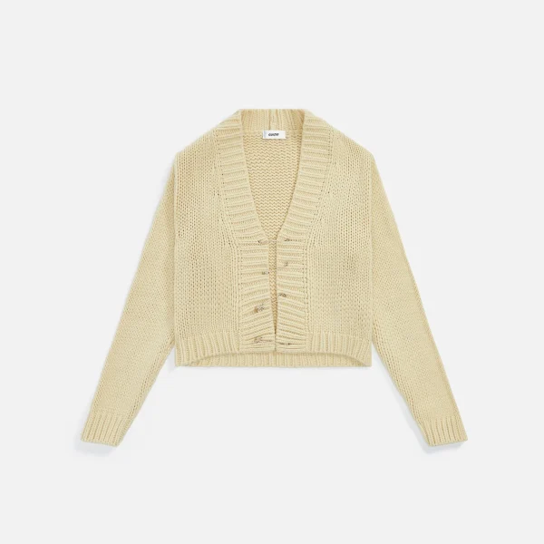 guizio cream knit cardigan with safety pin design - KITH-SHOP