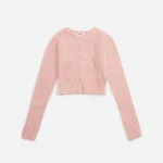 guizio fuzzy mohair cropped cardigan in rose cloud - KITH-SHOP