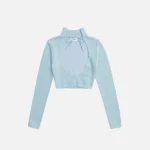 guizio knit geo cut out cardigan in dusty aqua - KITH-SHOP