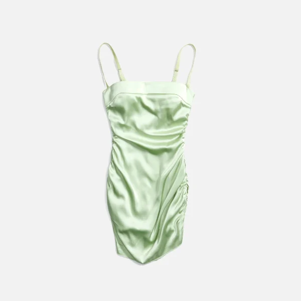 guizio sage green ruched satin dress - KITH-SHOP