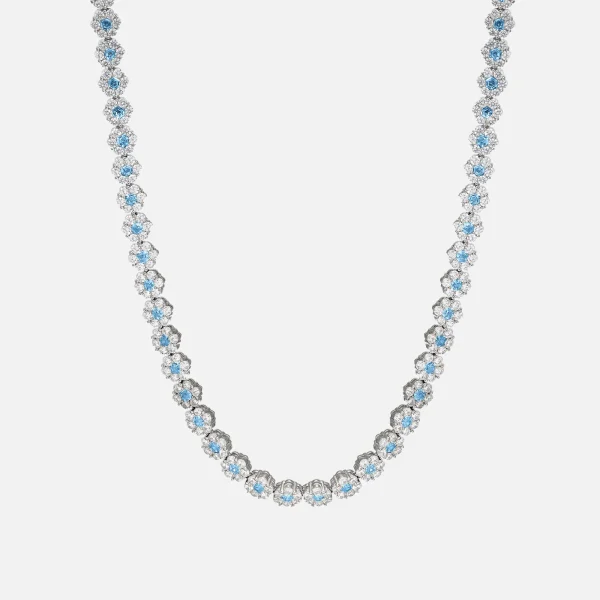 hatton labs daisy tennis chain necklace in sterling silver with blue accent - KITH-SHOP