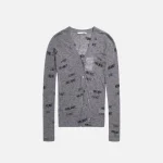 helmut lang heather grey logo cardigan - KITH-SHOP