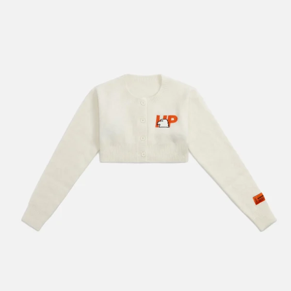 heron preston mohair eagle graphic cardigan in cream - KITH-SHOP