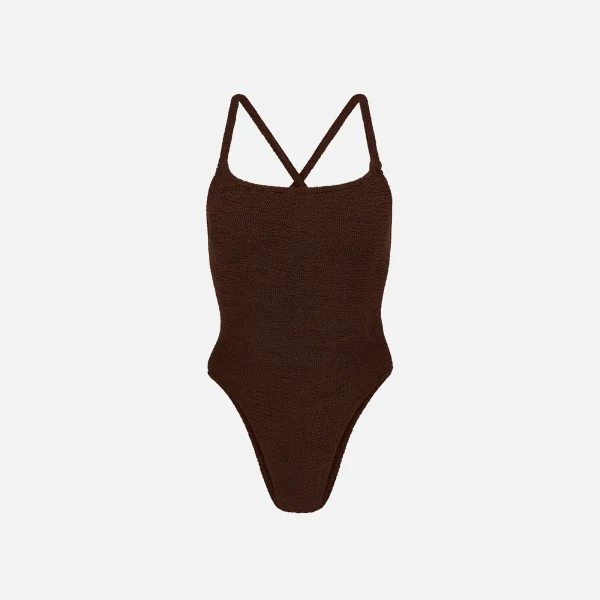 hunza g bette metallic chocolate one piece swimsuit - KITH-SHOP