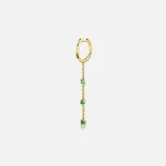 isa grutman huggie earrings with emerald chain drop 18k yellow gold - KITH-SHOP