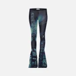 jean paul gaultier blue pigalle printed mesh flared trousers - KITH-SHOP