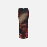 jean paul gaultier red pigalle printed mesh long skirt - KITH-SHOP