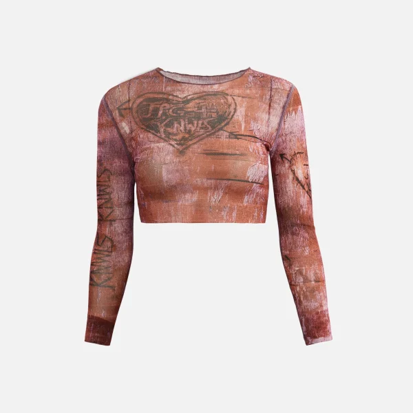 jean paul gaultier x knwls lilac printed cropped top with long sleeves and boat neck - KITH-SHOP