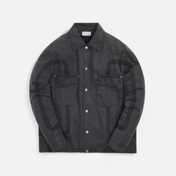 john elliott black cotton poplin frame ii snap overshirt - KITH-SHOP