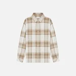 john elliott sly cotton straight hem button up shirt in carmel - KITH-SHOP