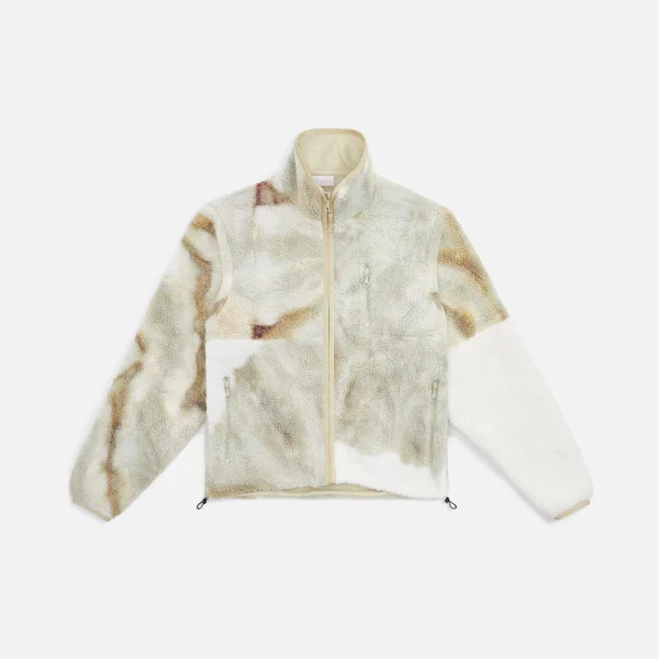 john elliott vintage army patchwork tie dye polar fleece zip up hoodie dayglow - KITH-SHOP