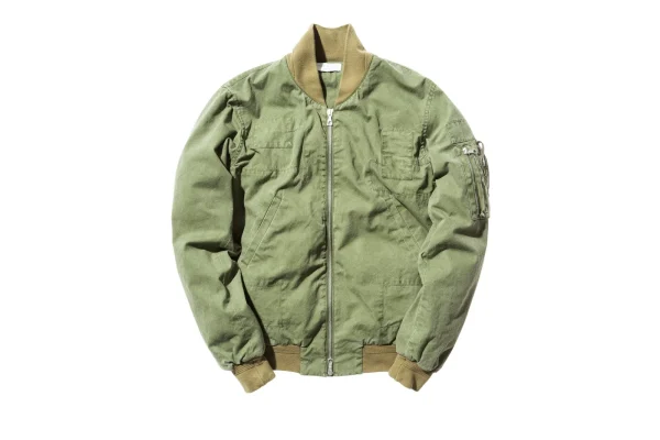 john elliott washed olive paneled flight jacket - KITH-SHOP