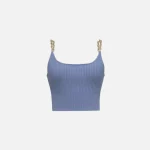 jonathan simkhai compact rib tank top with chain detail periwinkle - KITH-SHOP