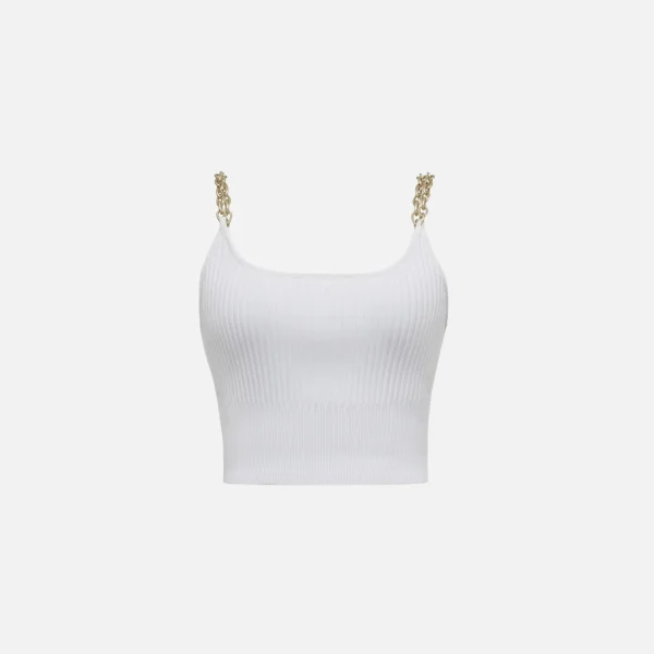 jonathan simkhai genevieve ribbed tank top with chain detail white - KITH-SHOP