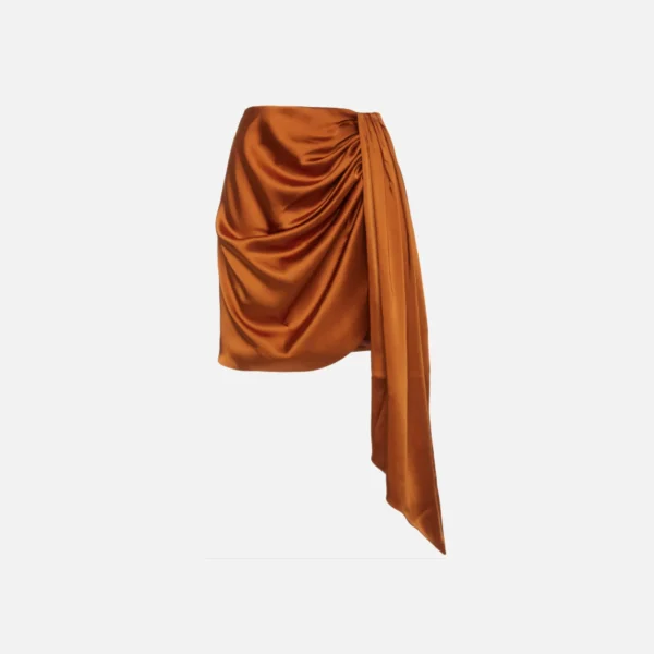 jonathan simkhai toffee satin draped mini skirt - KITH-SHOP