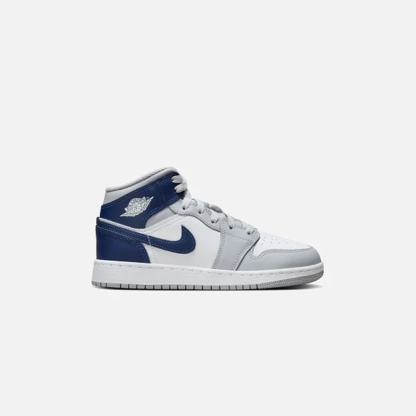 jordan 1 mid gs white midnight navy wolf grey - KITH-SHOP