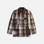 junya watanabe man corduroy flannel shirt with leather accents check pattern - KITH-SHOP