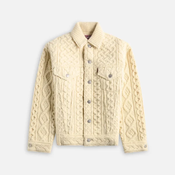 junya watanabe man shetland wool levis aran pattern jacket natural - KITH-SHOP