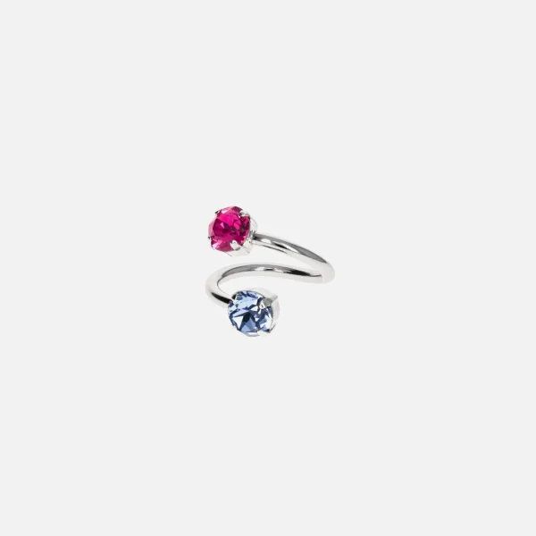 justine clenquet bless ring in palladium with denim blue and fuchsia accents - KITH-SHOP