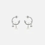 justine clenquet chase earrings in palladium finish - KITH-SHOP