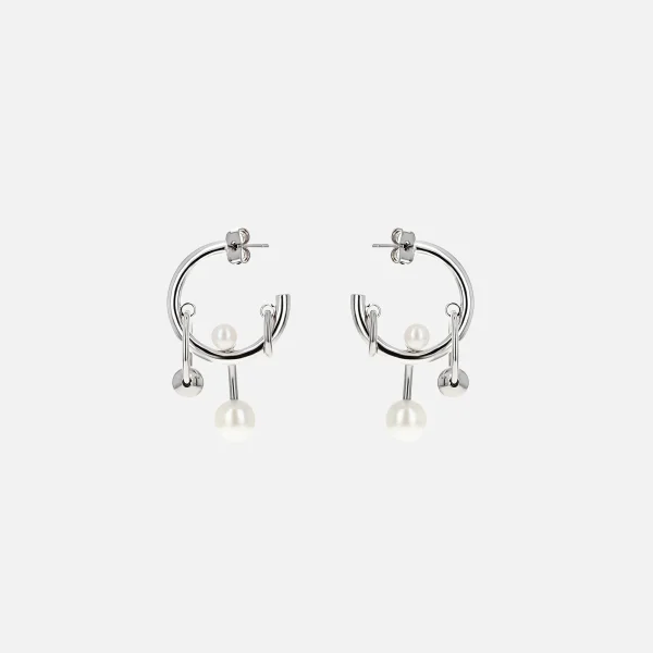 justine clenquet chase earrings in palladium finish - KITH-SHOP