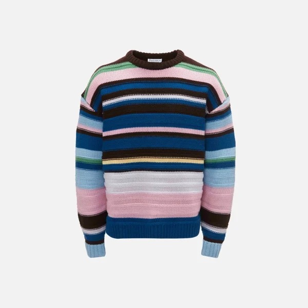 jw anderson blue multi stripe crewneck sweater - KITH-SHOP