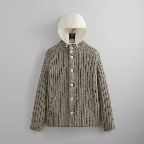 kin alvaro knit jacket with liner medium heather grey - KITH-SHOP