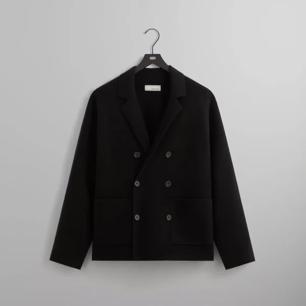 kin cashmere double breasted blazer in black - KITH-SHOP