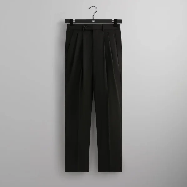 kin tropical wool kylan pleated black trousers - KITH-SHOP