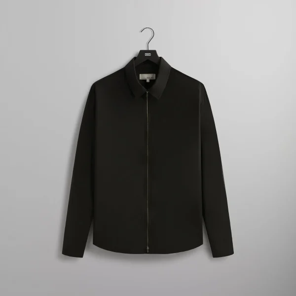 kin tropical wool marquis black zip up shirt - KITH-SHOP