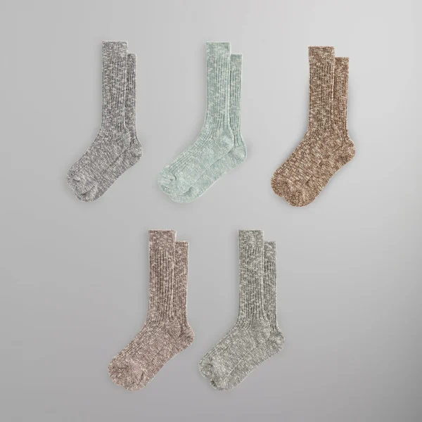 kith 5 pack marled willet crew socks multicolor - KITH-SHOP