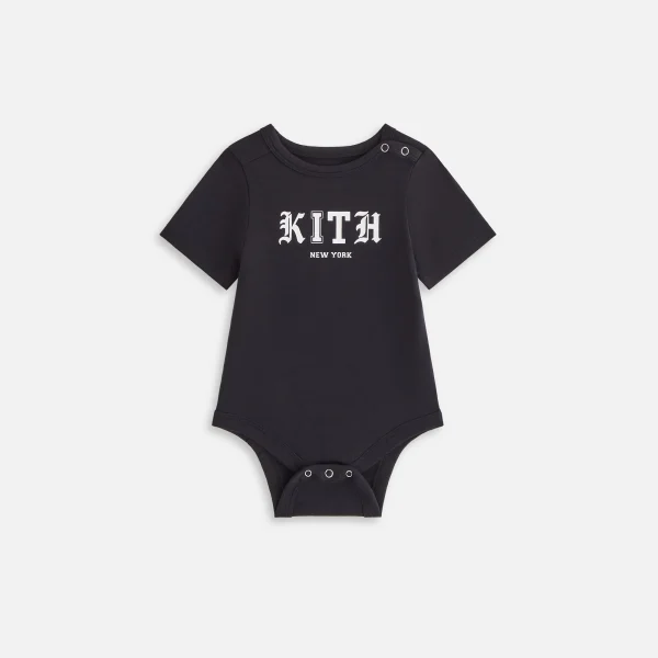 kith baby black novelty logo graphic bodysuit - KITH-SHOP