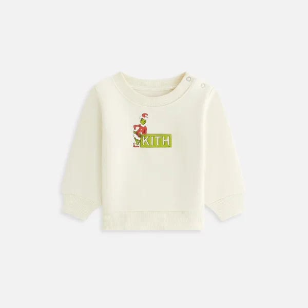 kith baby grinch classic logo crewneck sweatshirt sandrift - KITH-SHOP